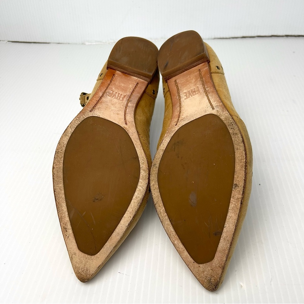 Frye Tan Leather Sienna Studded Pointed Flats - Picture 12 of 16
